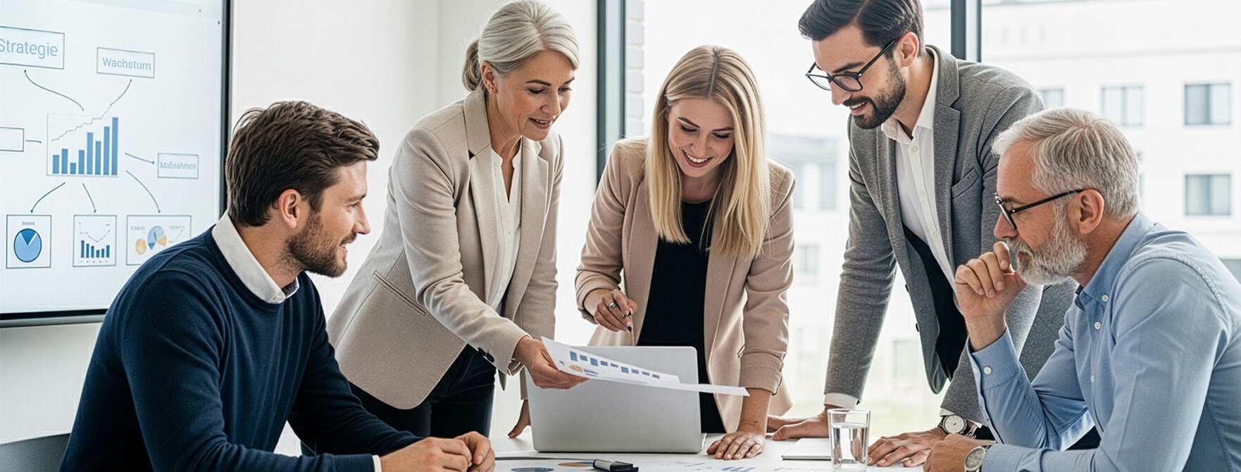 Meeting-Situation zum Thema Strategieentwicklung.